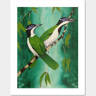 Blue-Faced Honeyeaters - bird painting, bird art Posters and Art